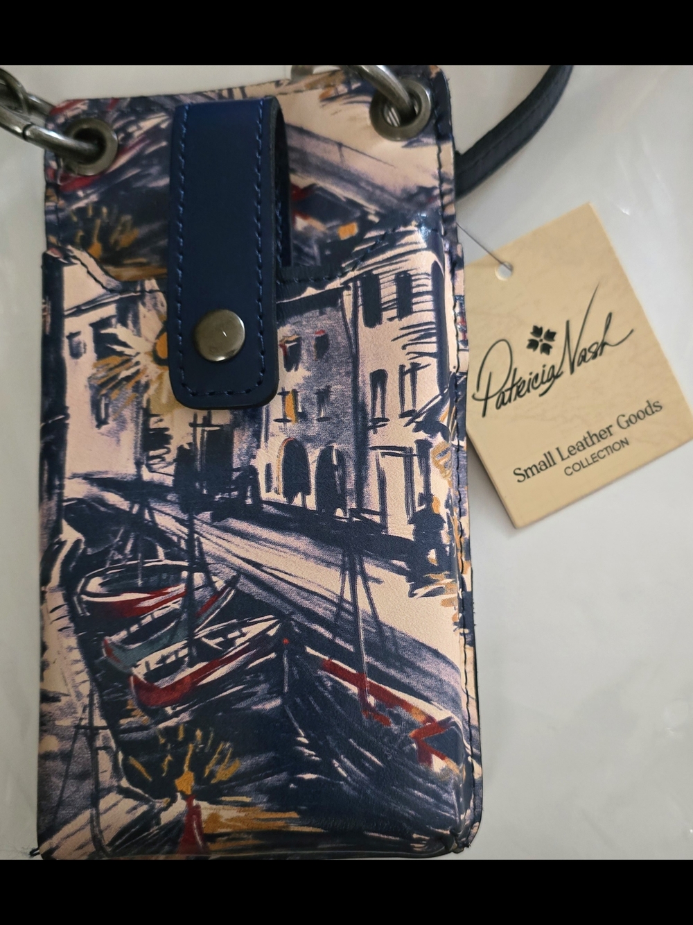 Patricia Nash Blue Multi Painted Canal Crossbody Phone Bag - Picture 2 of 6